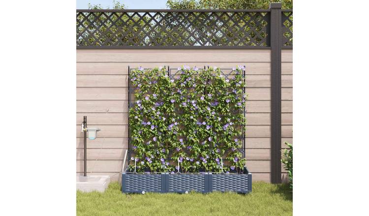 Walplus Pack of 3 Plastic Garden Planter - Grey - 120 x 40 x 126 cm