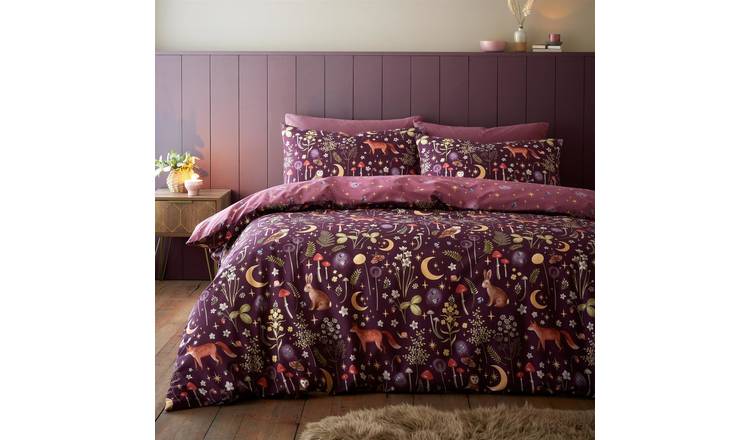 Catherine Lansfield Enchanted Twilight Duvet Cover Set - King - Plum