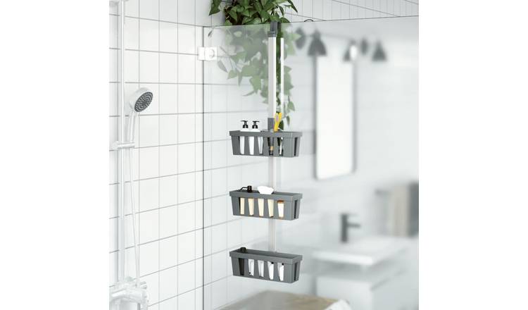Walplus Polypropylene Shower Hanger Shelf - Silver - 30 x 15 cm