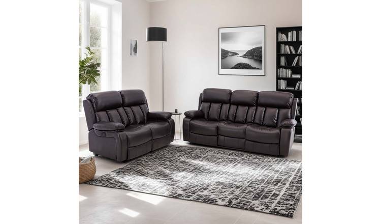 Furniture Online Chester Electric Recliner Leather 2+3 Seater Sofa Set - Brown