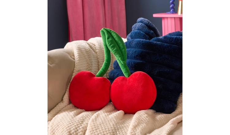 OHS Cherry Shaped Scatter Cushion - Red - 40 x 39cm