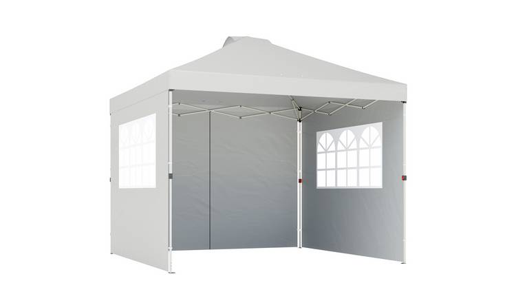Outsunny 210D Oxford Fabric 3 Side Walls Pop Up Gazebo – White
