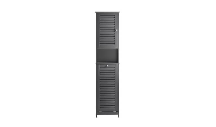 SoBuy 1 Laundry Basket Tall Cabinet Cupboard - Dark Grey