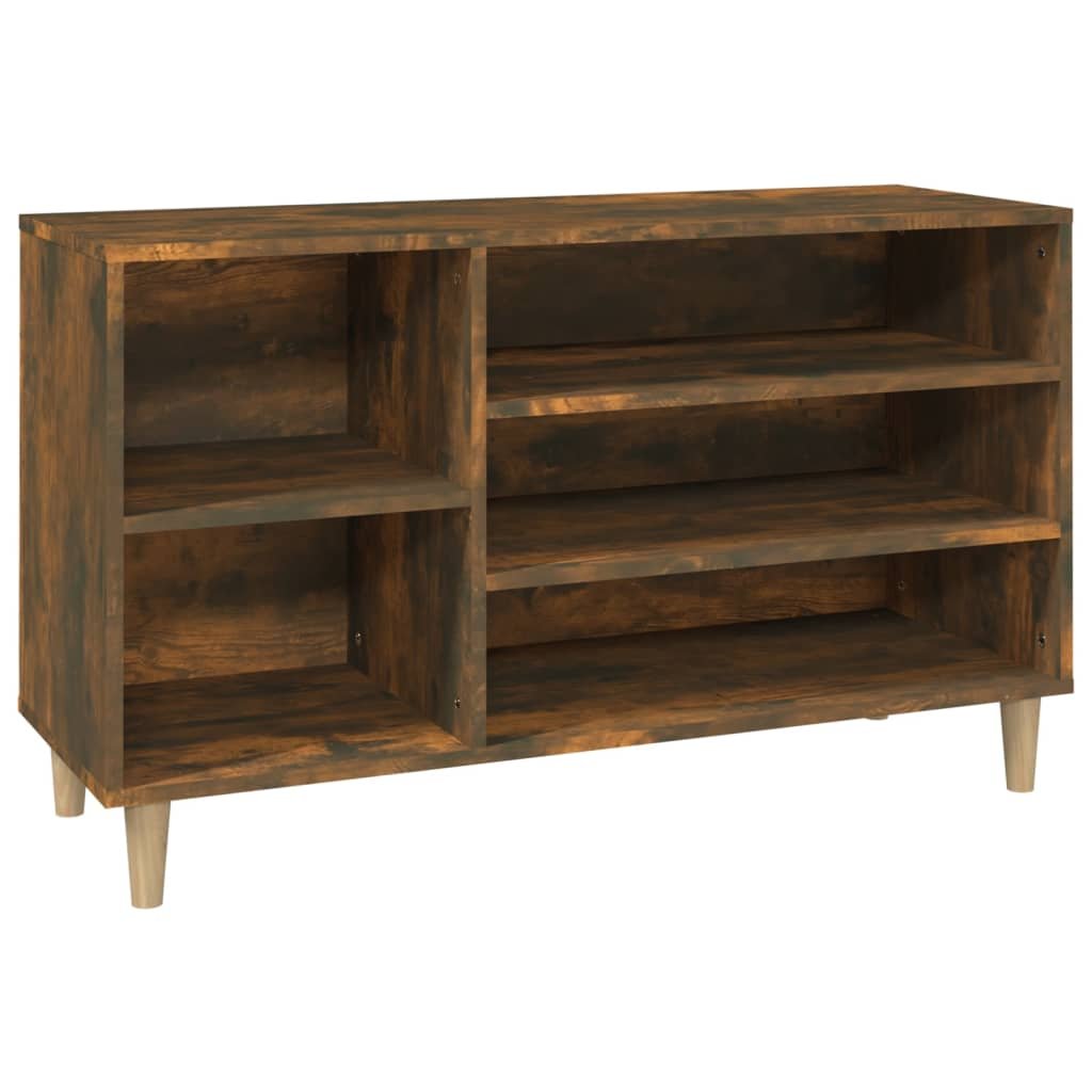 Walplus Solid Wood Shoe Cabinet - Smoked Oak - 102 x 36 x 60 cm - Image 2