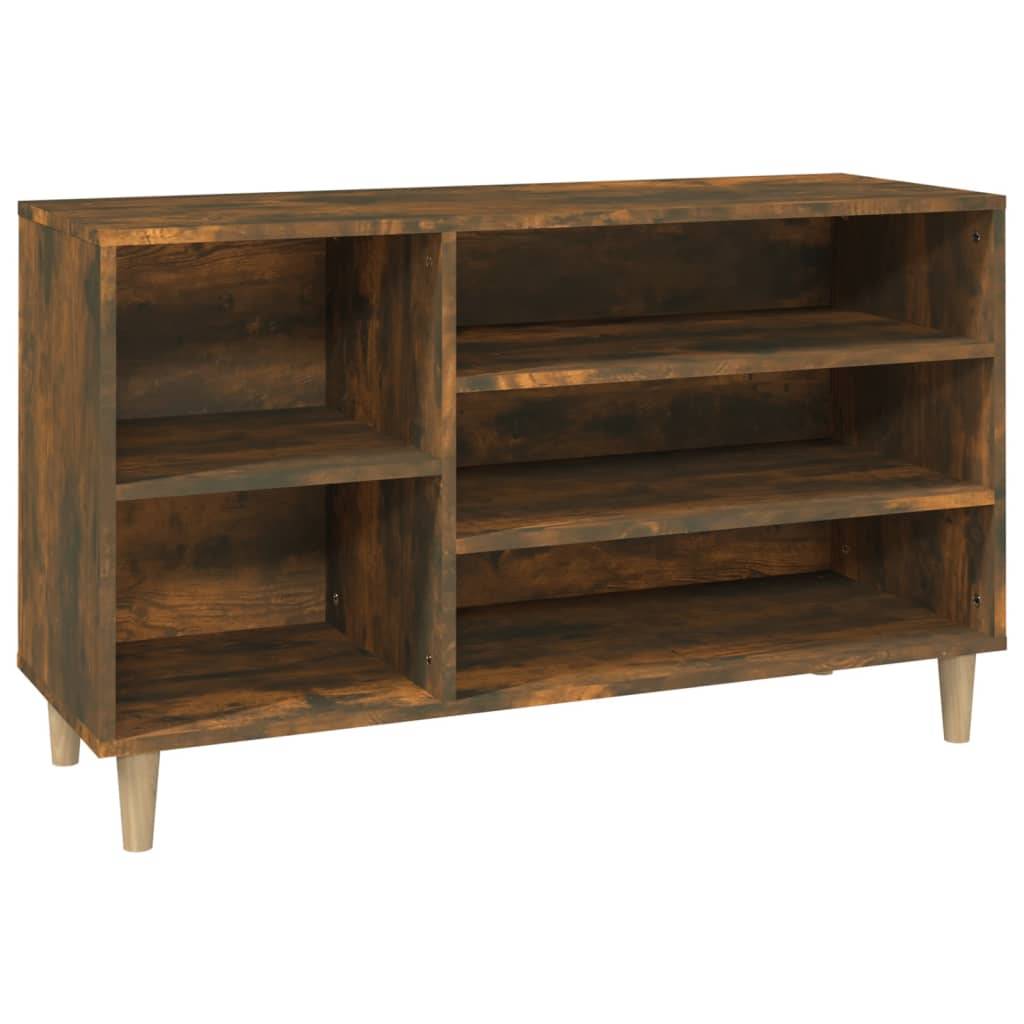 Walplus Solid Wood Shoe Cabinet - Smoked Oak - 102 x 36 x 60 cm - Image 2