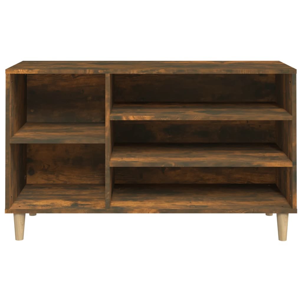 Walplus Solid Wood Shoe Cabinet - Smoked Oak - 102 x 36 x 60 cm - Image 5