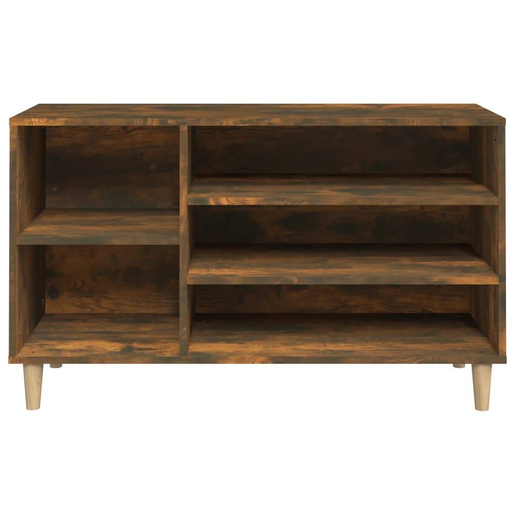 Walplus Solid Wood Shoe Cabinet - Smoked Oak - 102 x 36 x 60 cm - Image 5