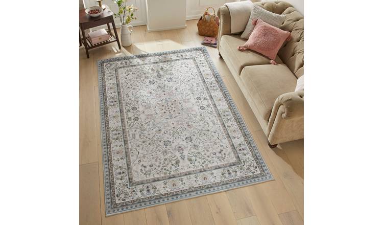 Mega Flooring Blue Traditional Bordered Rug - 120 x 180cm