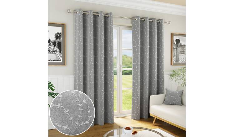 Enhanced Living Tivoli Eyelet Blackout Curtains - 168 x 137cm - Grey