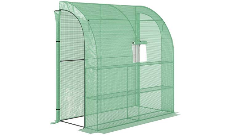 Outsunny 4 Shelf Polyethylene Lean-to Greenhouse – Green