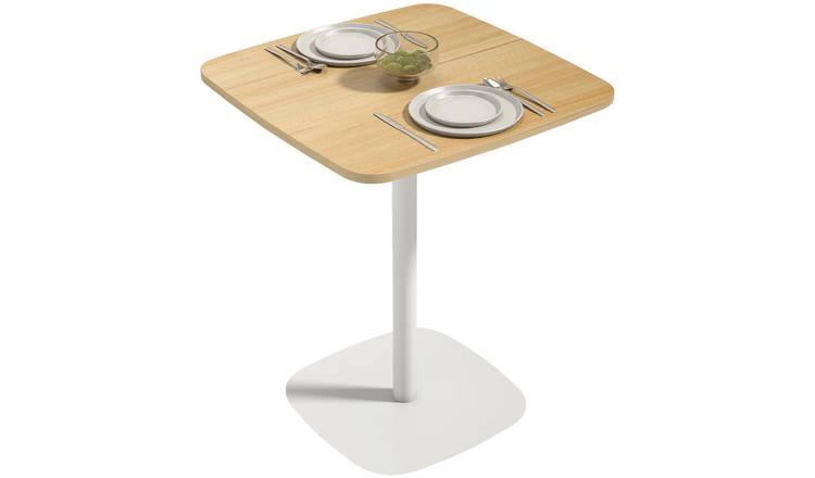 HOMCOM Square Wood Veneer Pedestal Dining Table – Natural Wood