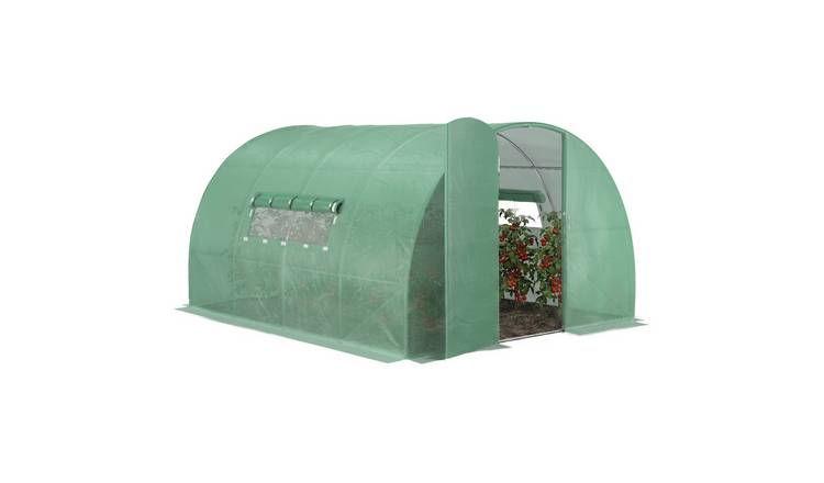 Outsunny Large Steel Garden Polytunnel Greenhouse - Green