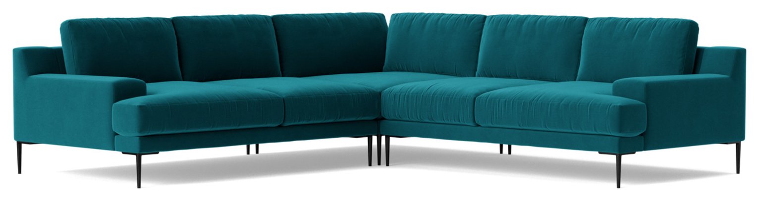 Swoon Almera Velvet 5 Seater Corner Sofa - Kingfisher Blue