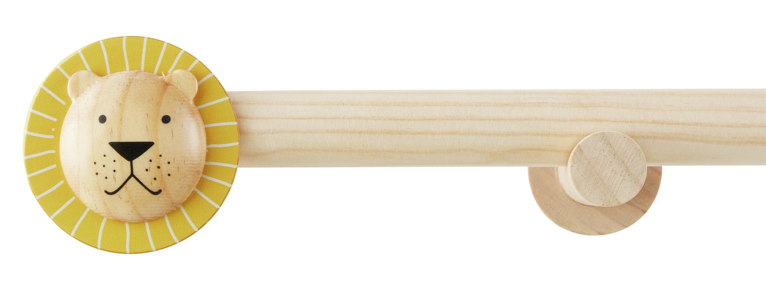 Argos Home Lion Face Wood Curtain Pole - 120cm