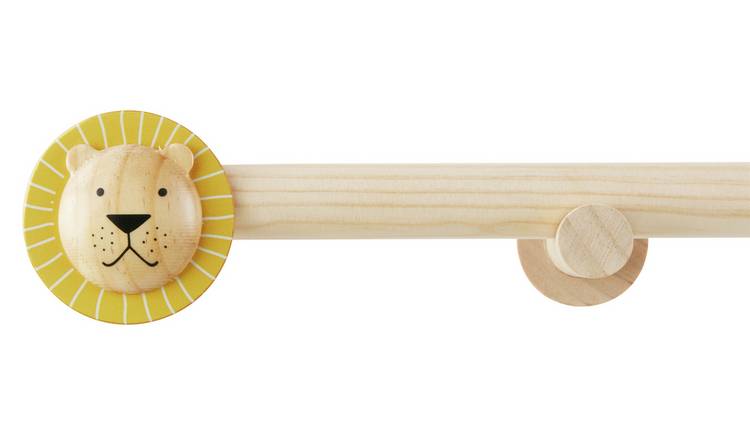 Argos Home Lion Face Wood Curtain Pole - 120cm