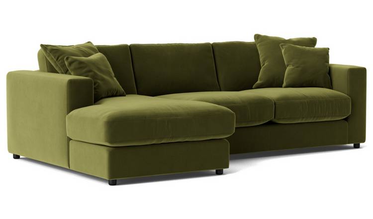 Swoon Althaea Velvet Left Hand Corner Sofa - Fern Green