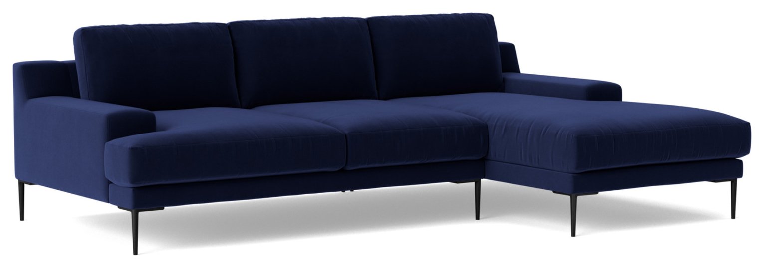 Swoon Almera Velvet Right Hand Corner Sofa - Ink Blue