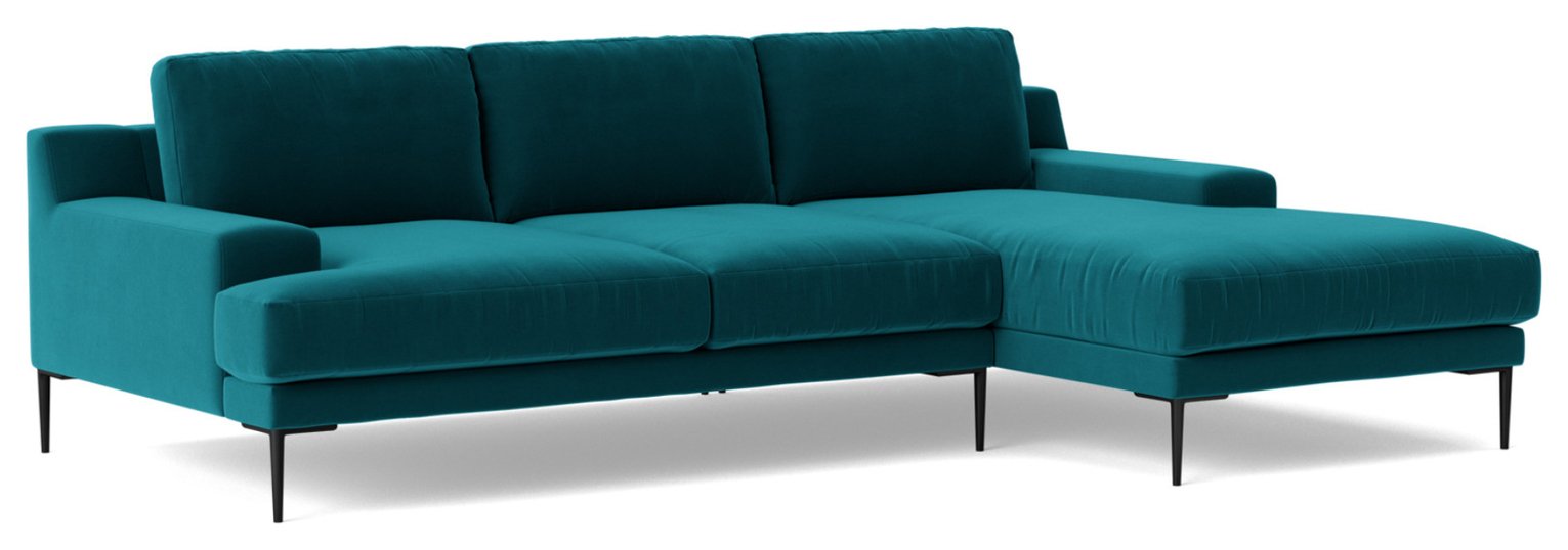 Swoon Almera Velvet Right Hand Corner Sofa- Kingfisher Blue