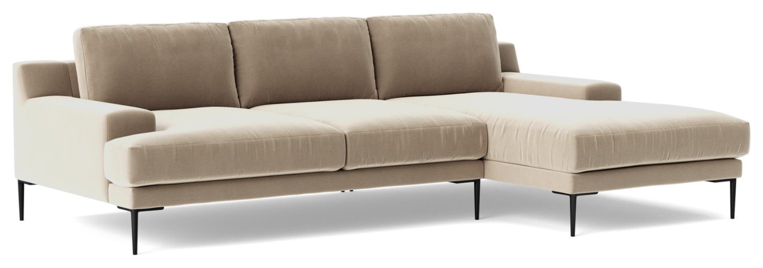 Swoon Almera Velvet Right Hand Corner Sofa - Taupe