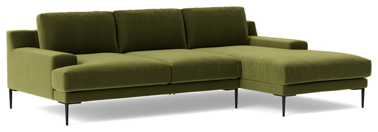 Swoon Almera Velvet Right Hand Corner Sofa - Fern Green