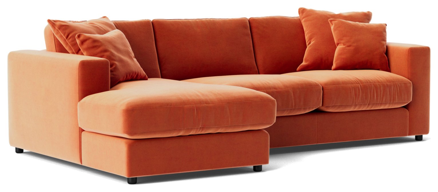 Swoon Althaea Velvet Left Hand Corner Sofa - Burnt Orange