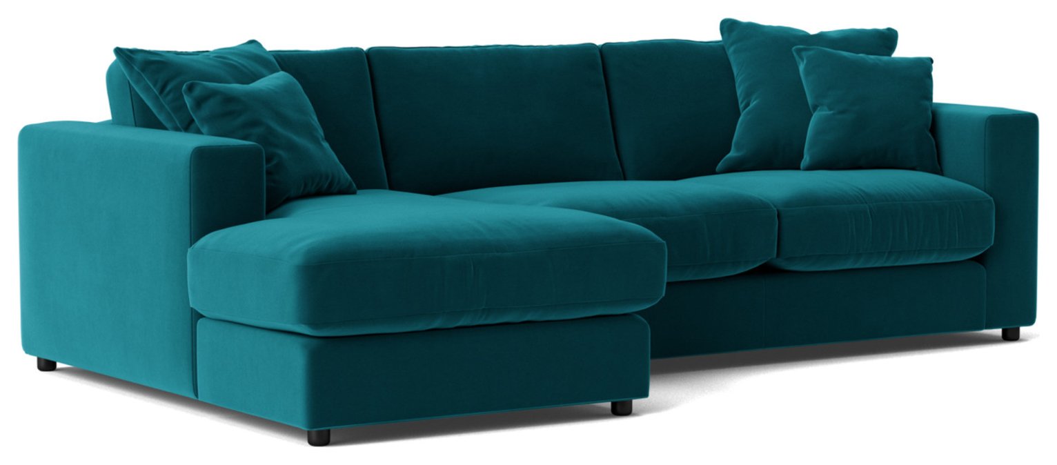 Swoon Althaea Velvet Left Hand Corner Sofa - Kingfisher Blue
