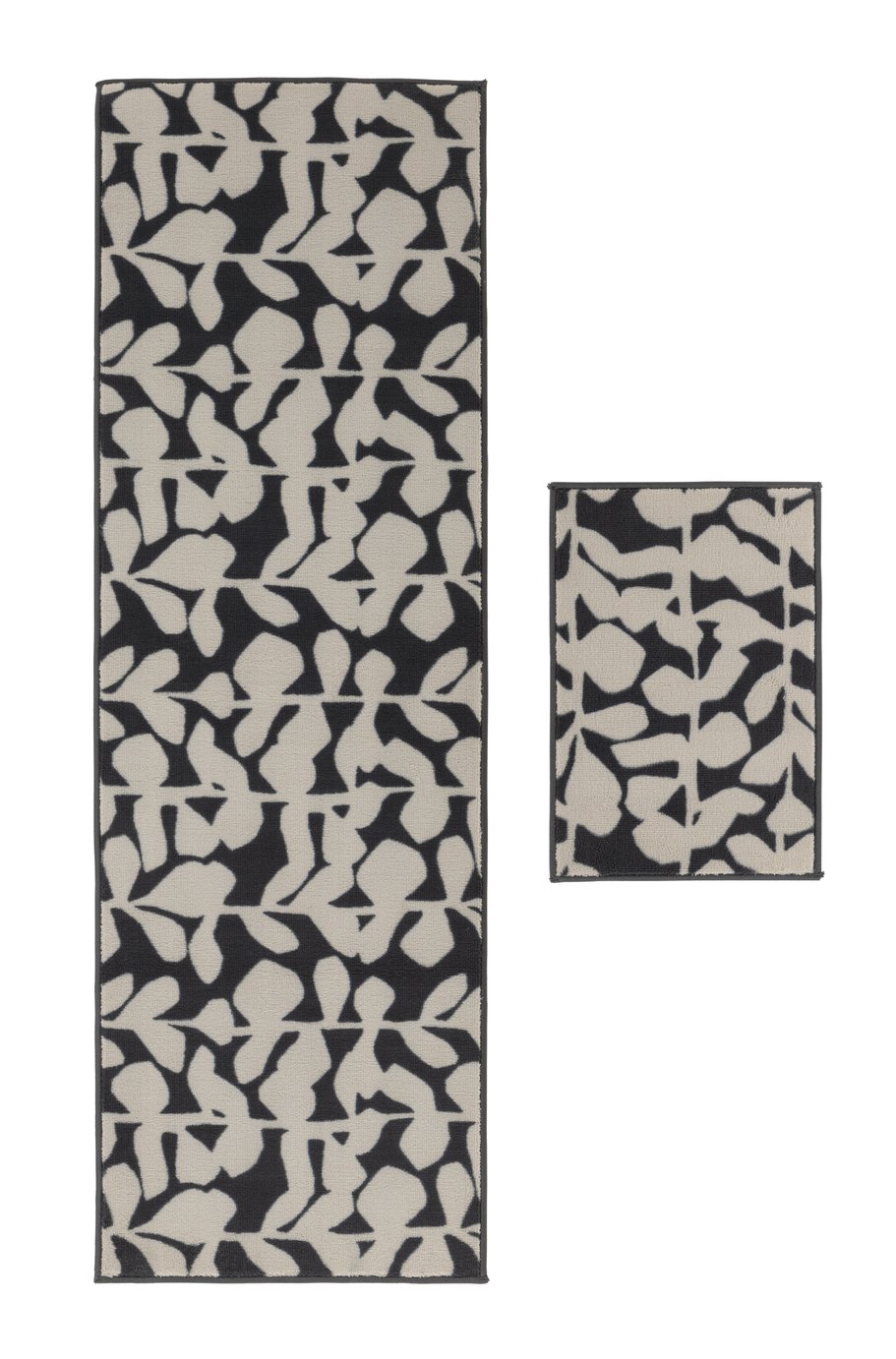 Habitat Washable Polyester Floral Doormat & Runner Set- Grey