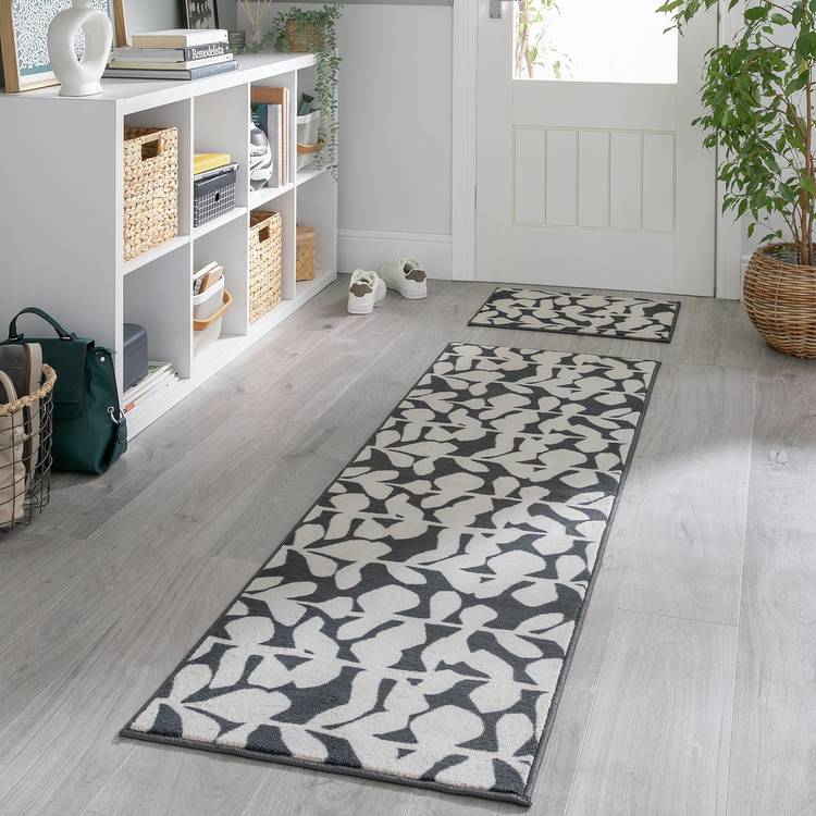 Habitat Washable Grey & Cream Runner & Mat set - 180x57cm 0