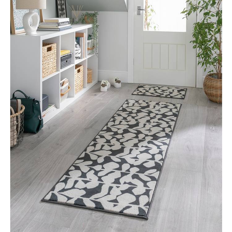 Habitat Washable Grey & Cream Runner & Mat set - 180x57cm 0