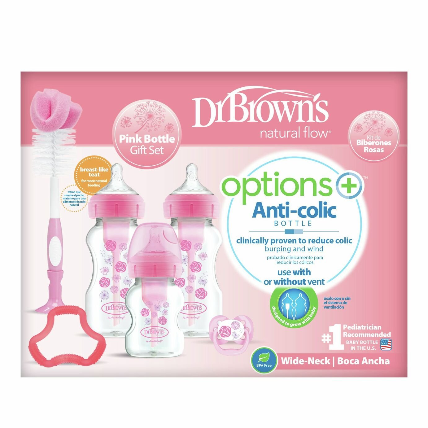 Dr Brown's Options+ Anti Colic Baby Bottle Feeding Pink Set Review