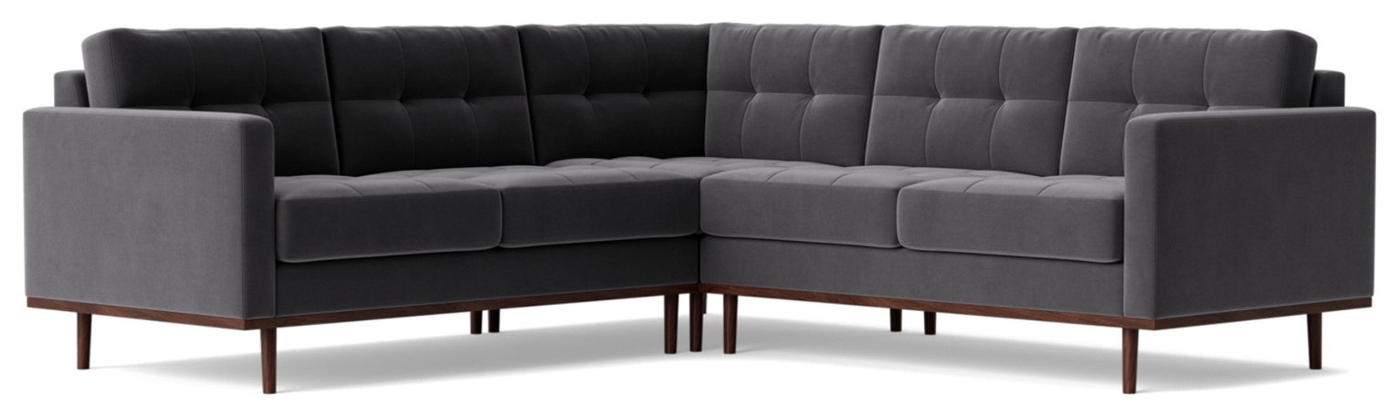 Swoon Berlin Velvet 5 Seater Corner Sofa - Granite Grey