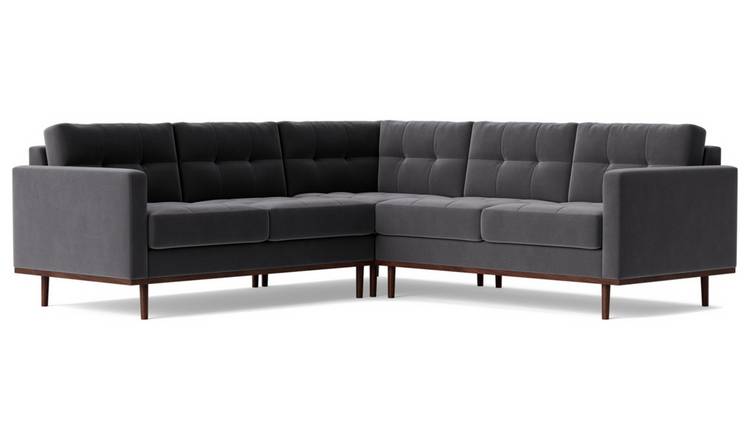 Swoon Berlin Velvet 5 Seater Corner Sofa - Granite Grey