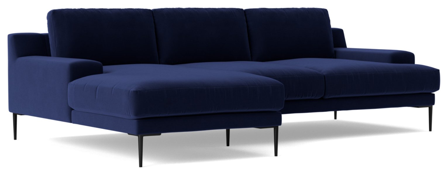 Swoon Almera Velvet Left Hand Corner Sofa - Ink Blue