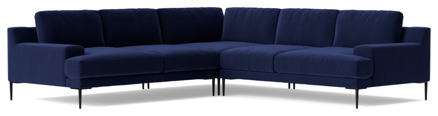 Swoon Almera Velvet 5 Seater Corner Sofa - Ink Blue