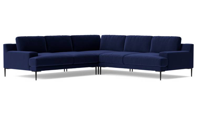 Swoon Almera Velvet 5 Seater Corner Sofa - Ink Blue