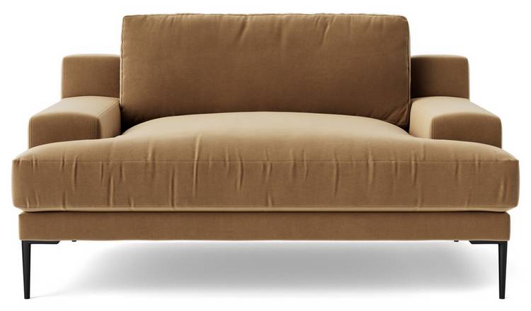Swoon Almera Velvet Cuddle Chair - Biscuit