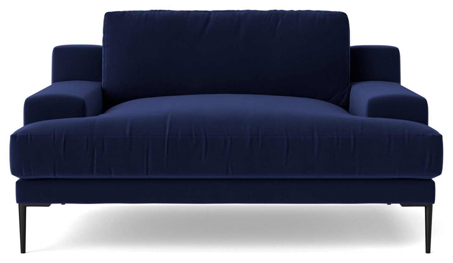 Swoon Almera Velvet Cuddle Chair - Ink Blue