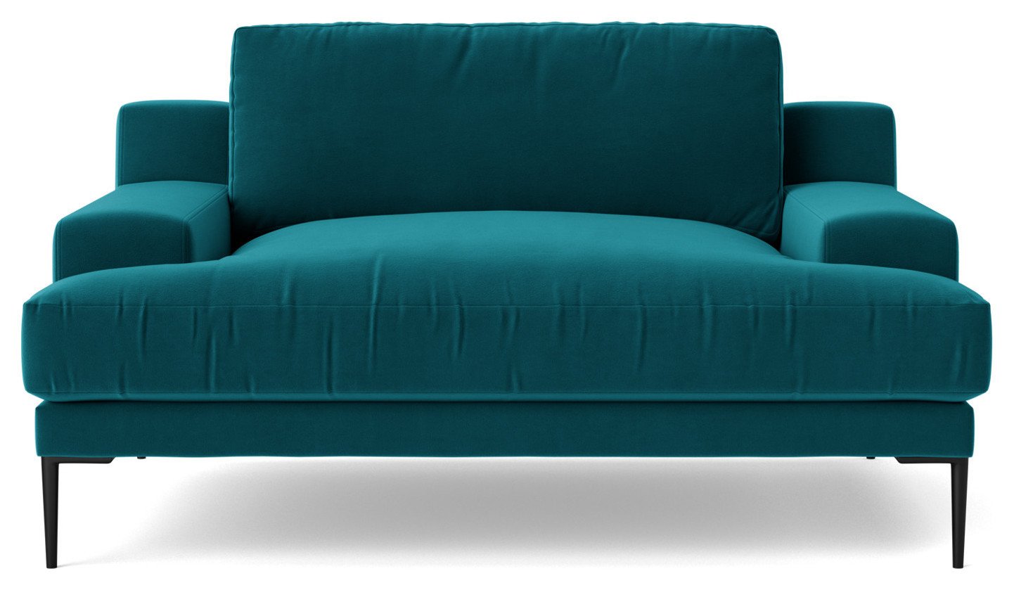 Swoon Almera Velvet Cuddle Chair - Kingfisher Blue