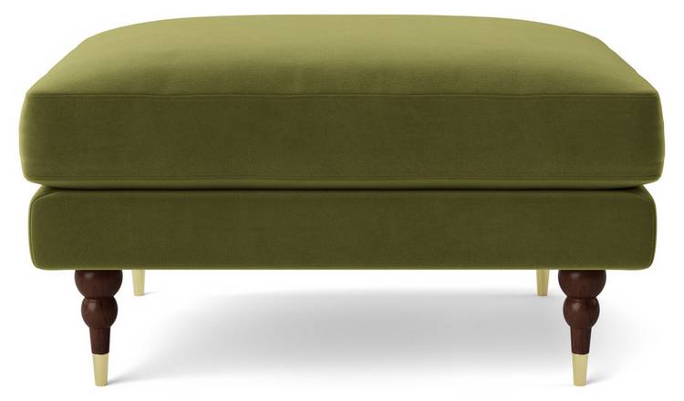 Olive green deals velvet ottoman