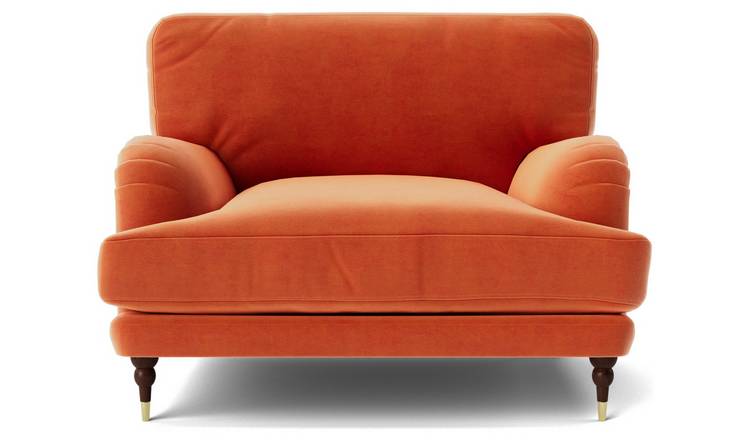 Buy Swoon Charlbury Velvet Cuddle Chair Burnt Orange Argos