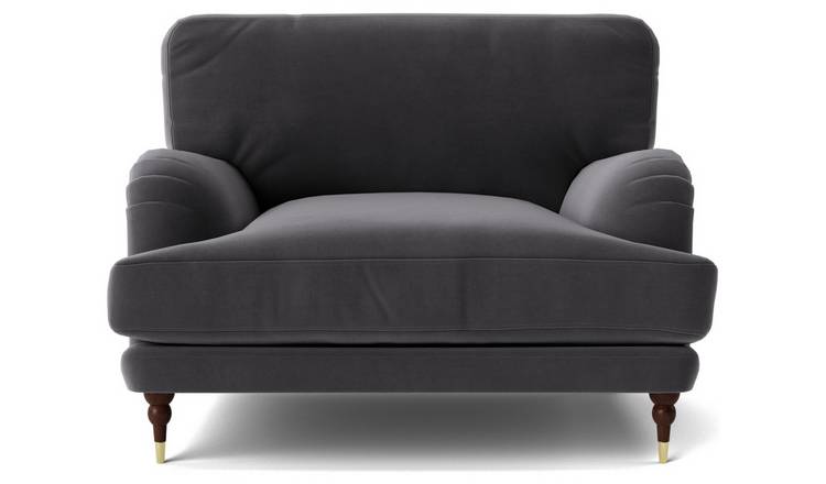Swoon Charlbury Velvet Cuddle Chair - Granite Grey