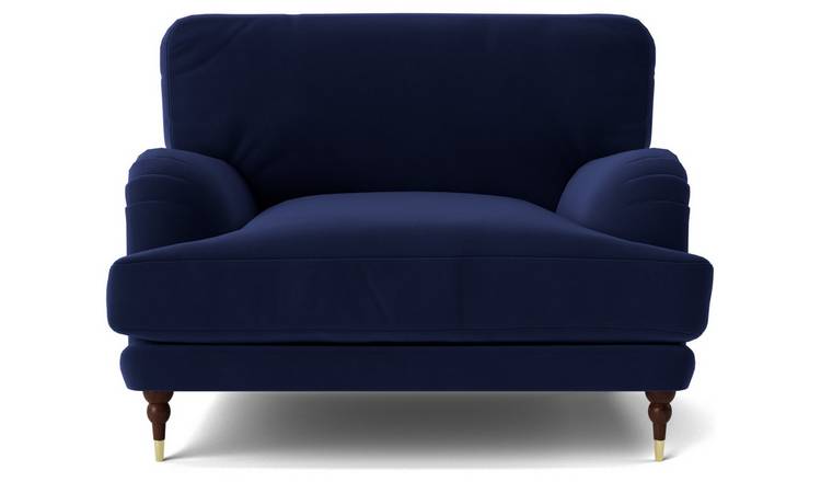 Blue velvet outlet cuddle chair