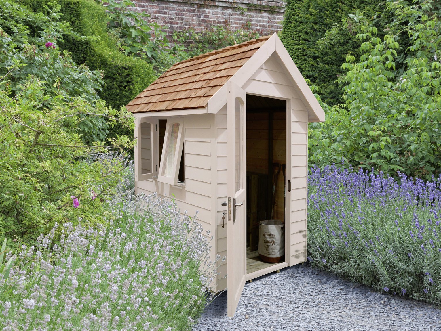 Forest Garden Overlap Retreat Shed - 6x4ft, Cream, Installed