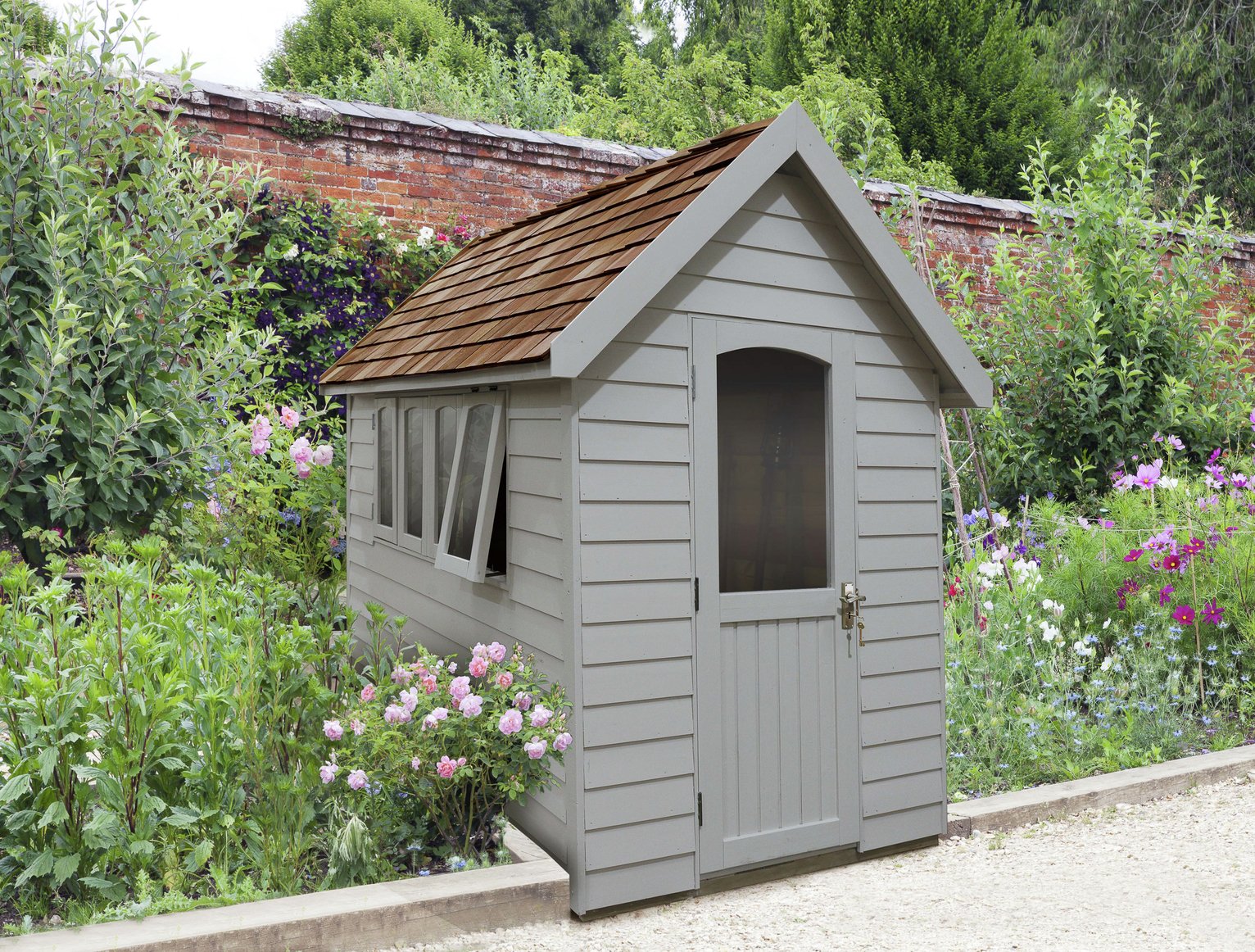 Forest Garden Overlap Retreat Shed - 8x5ft, Grey, Installed