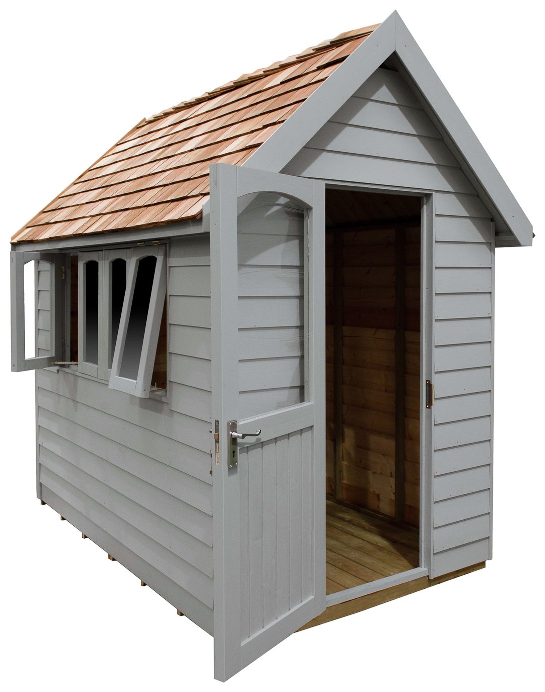 Forest Garden Overlap Retreat Shed - 8x5ft, Grey, Installed