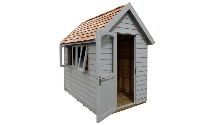 Forest Garden Overlap Retreat Shed - 8x5ft, Grey, Installed