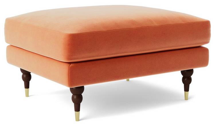 Buy Swoon Charlbury Velvet Ottoman Footstool - Burnt Orange | Ottomans ...