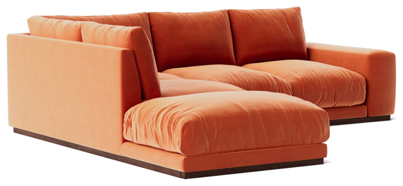Swoon Denver Velvet Left Hand Corner Sofa - Burnt Orange