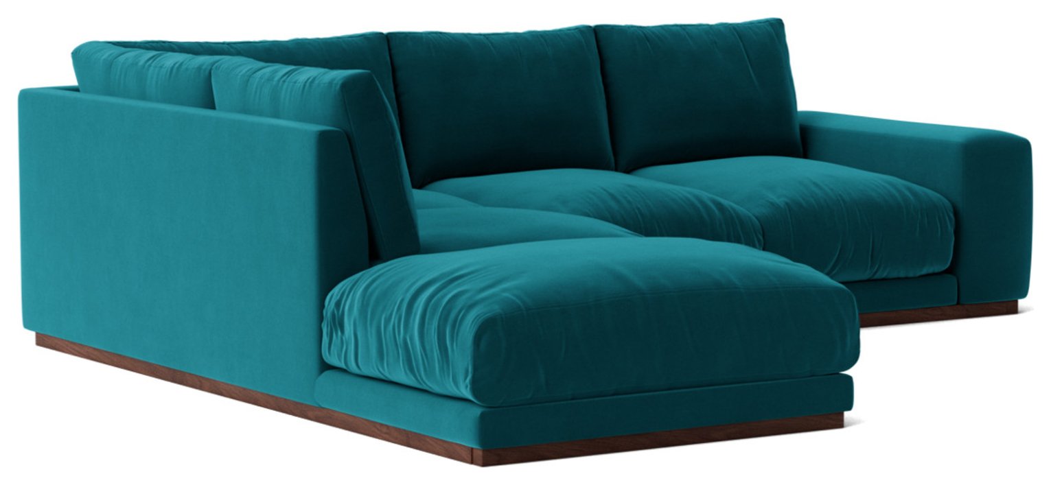 Swoon Denver Velvet Left Hand Corner Sofa - Kingfisher Blue