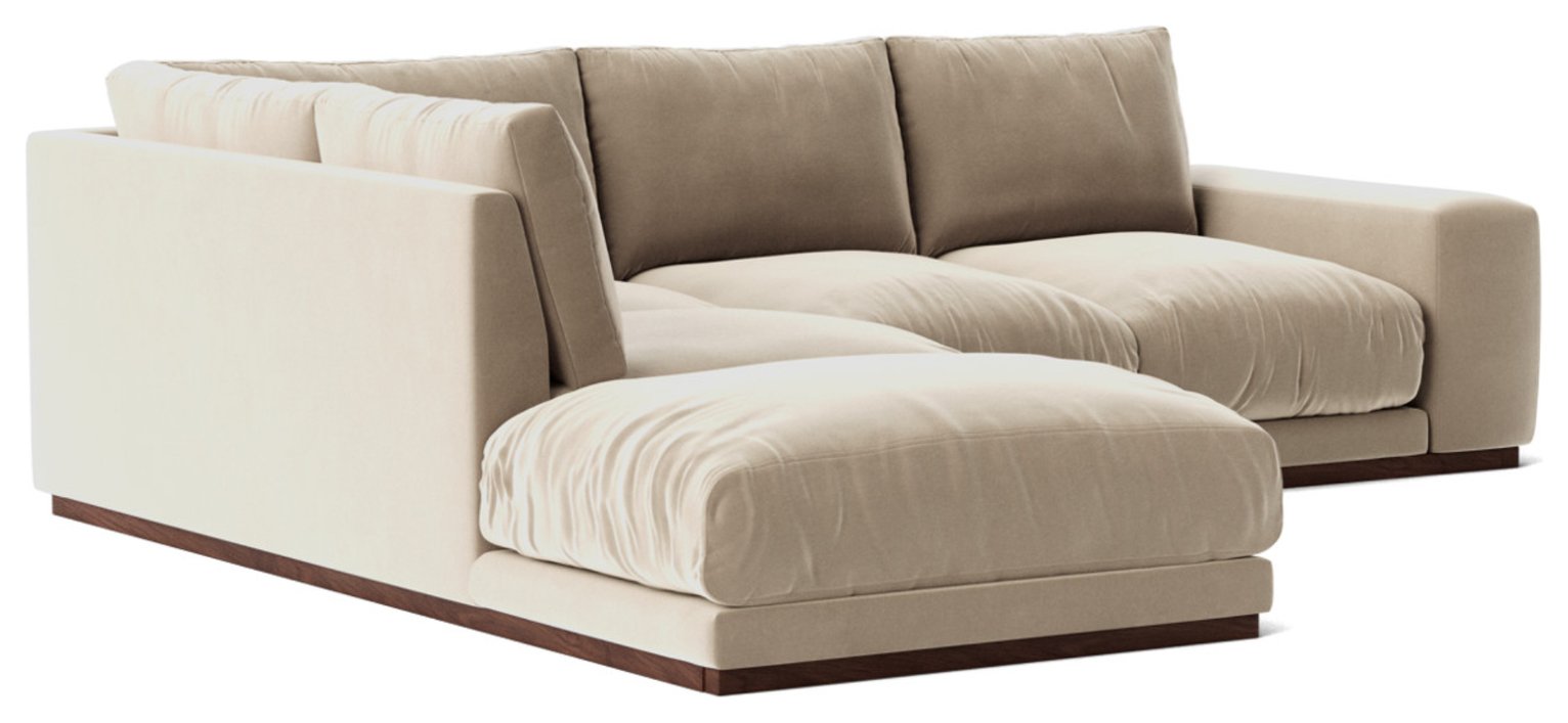 Swoon Denver Velvet Left Hand Corner Sofa - Taupe